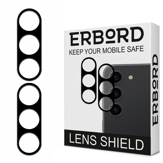 2x tvrzené sklo ERBORD pro kameru na Samsung Galaxy S23, černé