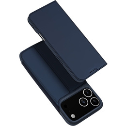Pouzdro Dux Ducis pro iPhone 17 Pro Max, Skin Pro, s klopou, s přihrádkou na kartu, tmavě modré