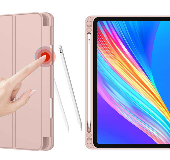 Pouzdro pro iPad Pro 12.9" 2022/2021/2020 (6/5/4 gen.), Smart Pencil, se slotem na stylus, růžové