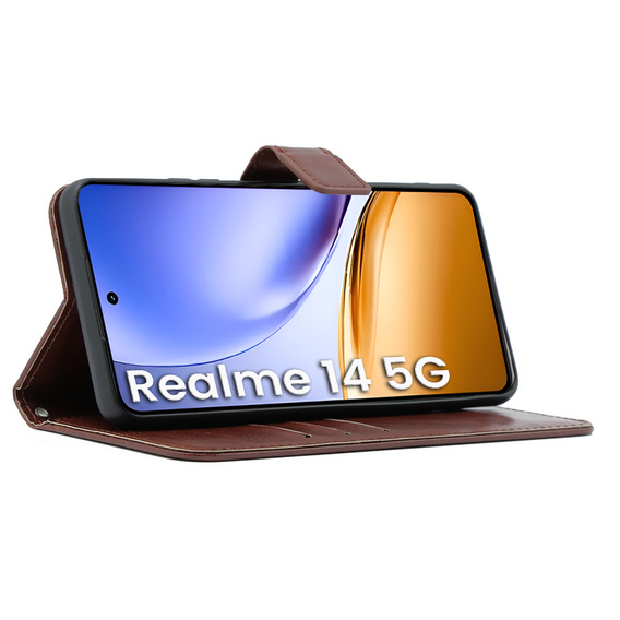 Klopové pouzdro pro Realme 14 5G / Realme 14T 5G, Crazy Horse Wallet, hnědé
