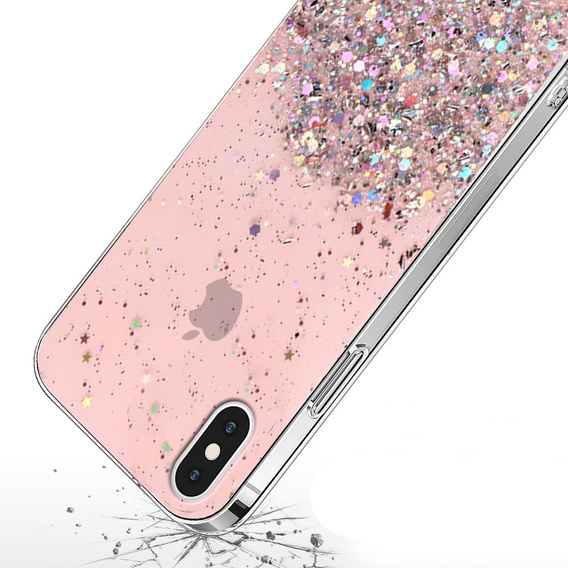 Pouzdro pro iPhone X/XS, Glittery, růžové