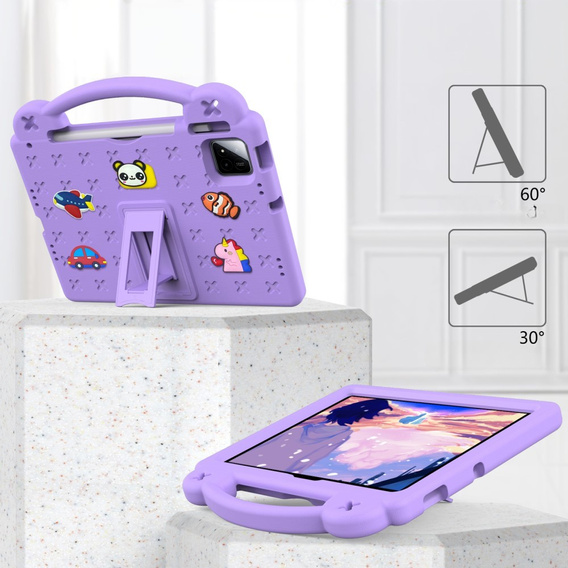 Dětské pouzdro pro Xiaomi Pad 7 / Xiaomi Pad 7 Pro, Cute Patterns, se stojánkem, fialové