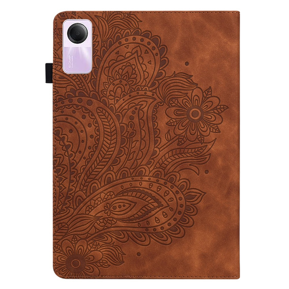 Pouzdro s klopou pro Xiaomi Redmi Pad SE 11", flower, hnědé