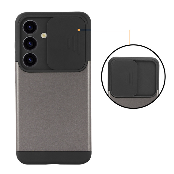 Pouzdro pro Samsung Galaxy S24, ERBORD CamProtect Slide Camera, šedé gunmetal