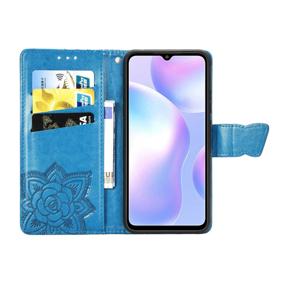 Klopové pouzdro pro Xiaomi Redmi 9A, Butterfly, modré