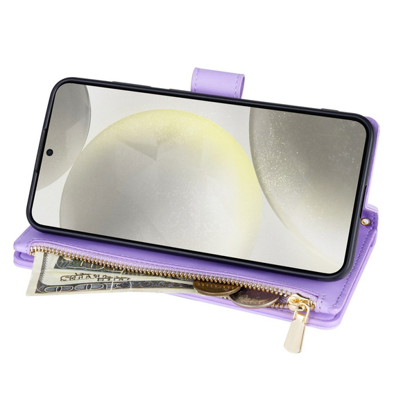 Pouzdro s klopou pro Samsung Galaxy A56 5G, Rhombus Crossbody Leather, fialové