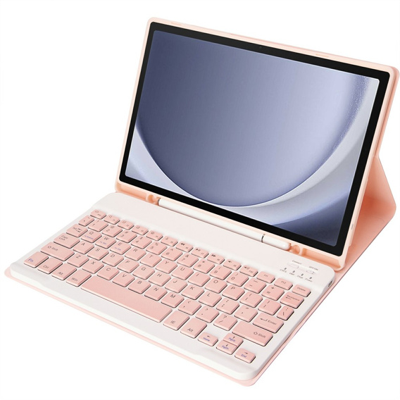 Pouzdro + klávesnice Samsung Galaxy Tab A9+, Leather Pen Slot, růžové rose gold
