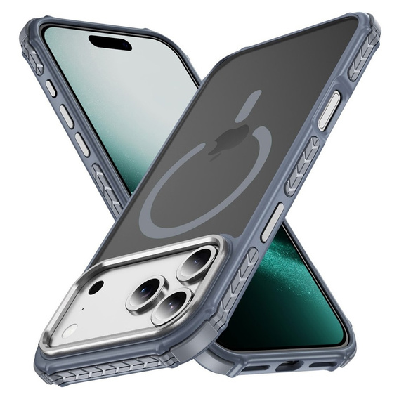Matné pouzdro pro iPhone 17 Pro, pancéřované, pro MagSafe, kouřové s šedými boky