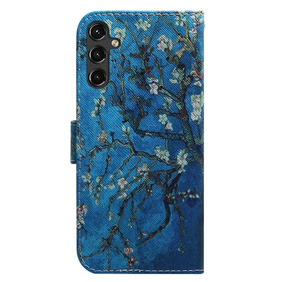 Klopové pouzdro pro Samsung Galaxy A14 4G/5G, Wallet, Sakura, modré
