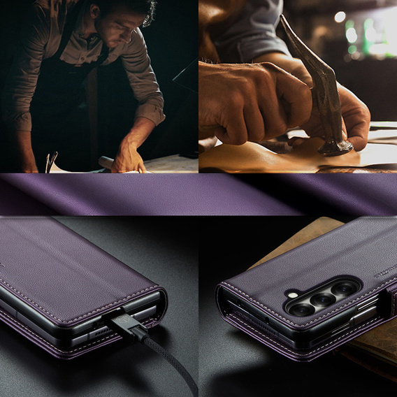 CASEME Litchi Wallet flipové pouzdro pro Samsung Galaxy Z Fold7 5G
