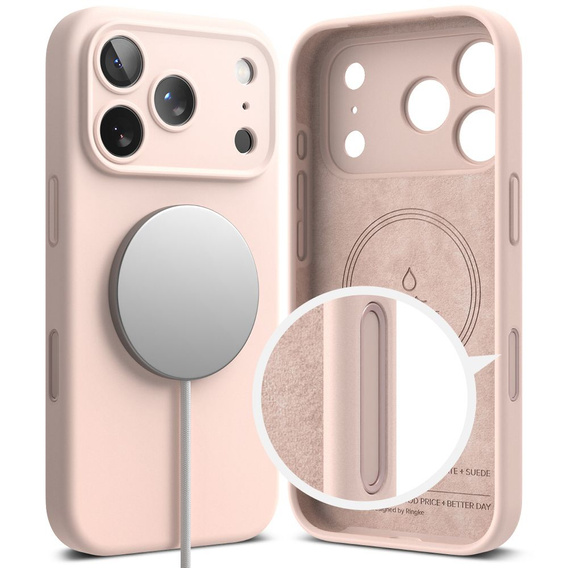 Pouzdro Ringke pro iPhone 17 Pro Max, silikonové magnetické pouzdro MagSafe, Pink Sand