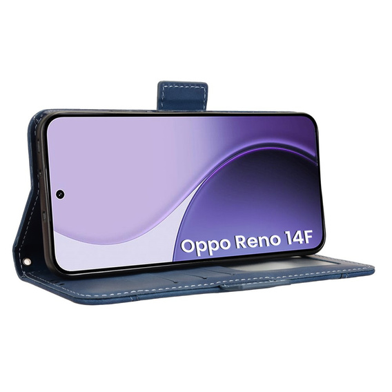 Klopové pouzdro pro Oppo Reno 14F, slot na karty, peněženka, tmavě modré