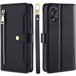 Klopové pouzdro pro Oppo A38 / A18 4G, Wallet Zipper Pocket, černé