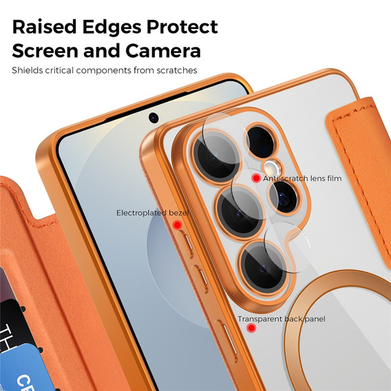 RFID Wallet MagSafe pouzdro s klopou a ochranou fotoaparátu pro Samsung Galaxy S26 Ultra