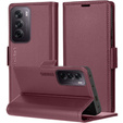 Pouzdro pro Oppo Reno 12 Pro, ERBORD Glossy Litchi, flipová peněženka, červené