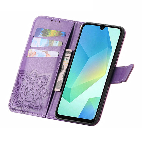 Pouzdro s klopou Butterfly pro Samsung Galaxy A57 5G, fialové