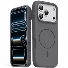 Silikonové pouzdro pro iPhone 17 Pro, pro MagSafe, proti nárazu, šedé