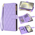 Pouzdro s klopou pro Samsung Galaxy A56 5G, Rhombus Crossbody Leather, fialové