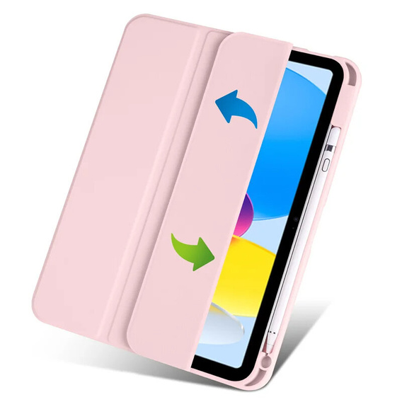 Pouzdro pro iPad 10.9 2022 10 Gen, Smartcase Hybrid, se slotem na stylus, růžové