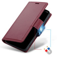 Pouzdro pro Xiaomi Redmi Note 14 Pro+ 5G / Xiaomi Poco X7 5G / Xiaomi Redmi Note 14 Pro 5G, ERBORD Glossy Litchi, flipová peněženka, červené