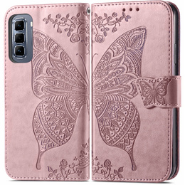 Klopové pouzdro pro Infinix Hot 50 Pro 4G, Butterfly, růžové rose gold