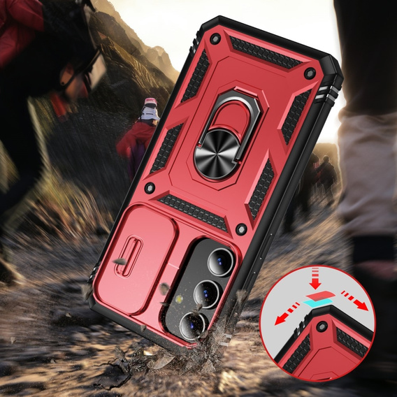 Pouzdro pro Samsung Galaxy S24+ Plus, CamShield Slide, červené / černé