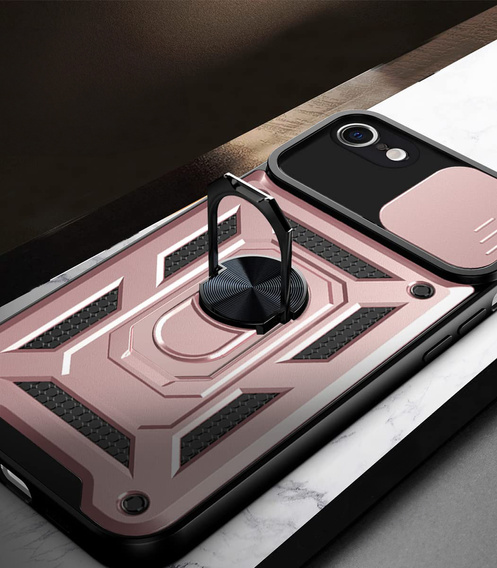 Pancéřové pouzdro pro iPhone 16E, CamShield Slide, růžové + tvrzené sklo 9H