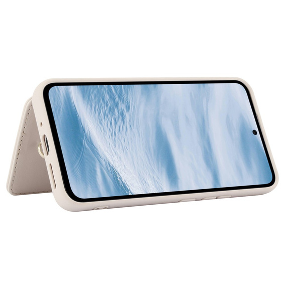Pouzdro pro Samsung Galaxy A55 5G, Leather Flower Card Slot, béžové
