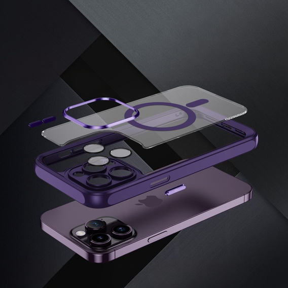 Pouzdro pro iPhone 15 Pro, ERBORD Impact Guard, MagSafe, tmavě fialové