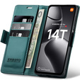 Pouzdro pro Xiaomi 14T Pro, ERBORD Glossy Litchi, flipová peněženka, zelené