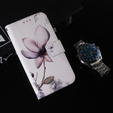 Klopové pouzdro pro Oppo A17, Wallet, kwiat, bílé