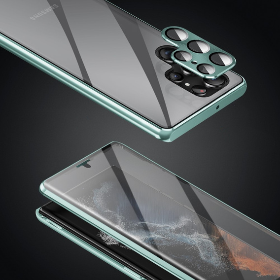 Pouzdro pro Samsung Galaxy S23 Ultra, Magnetic Dual Glass, zelené