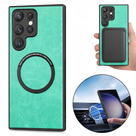 Pouzdro pro Samsung Galaxy S23 Ultra, Leather Hybrid MagSafe, zelené