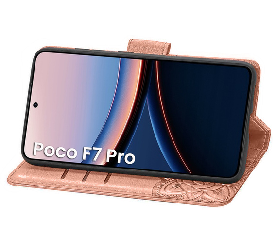 Klopové pouzdro pro Xiaomi Poco F7 Pro, Butterfly, růžové rose gold