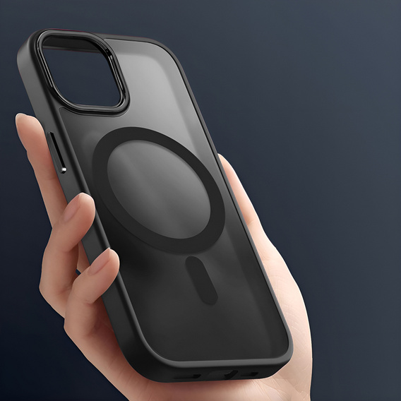 Pouzdro pro iPhone 16 Pro Max, pro MagSafe, ERBORD Matt Case, transparentní / černé + sklo na displej