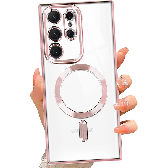 Pouzdro pro Samsung Galaxy S23 Ultra, MagSafe Hybrid, růžové rose gold