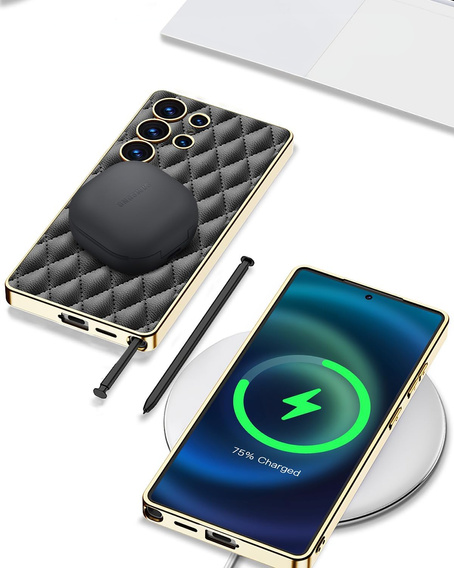 Pouzdro pro Samsung Galaxy S25 Ultra, Leather Rhombus, černé