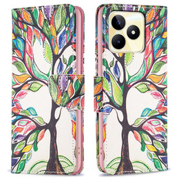 Klopové pouzdro pro Realme C53 4G, Wallet, tree of life, bílé