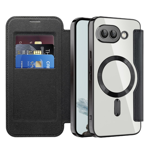 Klopové pouzdro pro Google Pixel 9A, RFID Wallet MagSafe CamShield, černé