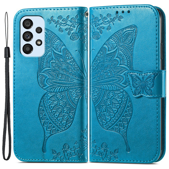 Klopové pouzdro pro Samsung Galaxy A53 5G, Butterfly, modré