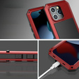 Pouzdro pro iPhone 15, pancéřované, s integrovaným sklem, červené