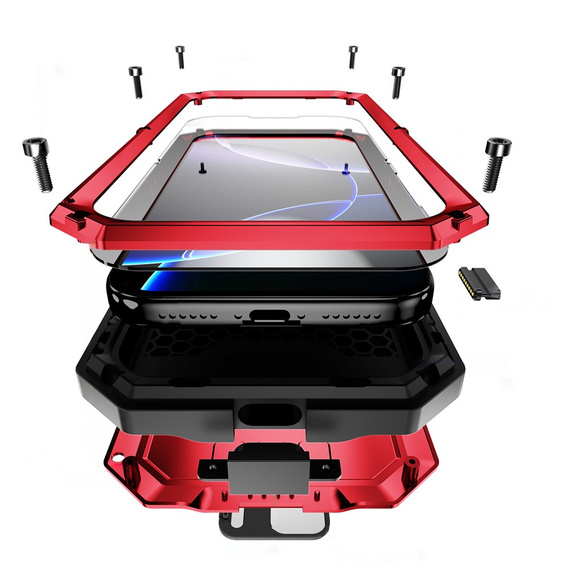 Pevné pouzdro R-JUST s krytem displeje a stojánkem pro iPhone 17 Pro