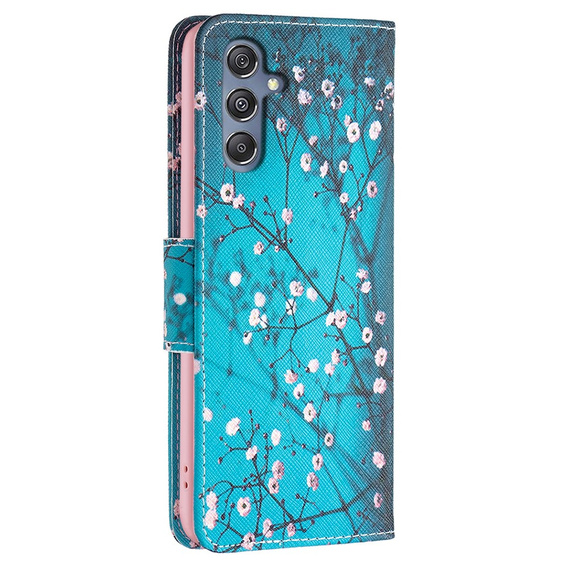 Klopové pouzdro pro Samsung Galaxy M34, Wallet, Sakura, modré