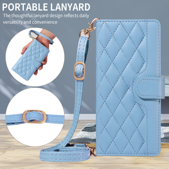 Pouzdro s klopou Rhombus Crossbody Leather pro Motorola Edge 70