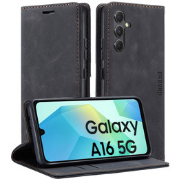 Pouzdro pro Samsung Galaxy A16, ERBORD Vintage peněženka s klopou, černé