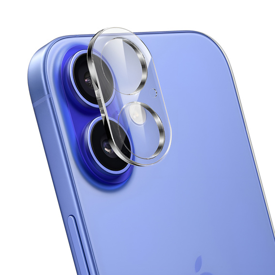 Tvrzené sklo na fotoaparát pro iPhone 16 / 16 Plus, průhledné