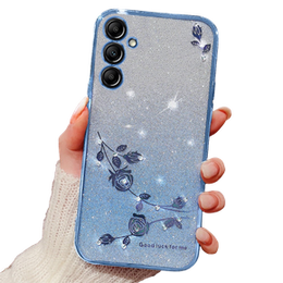 Pouzdro pro Samsung Galaxy A35 5G, Glitter Flower, modré