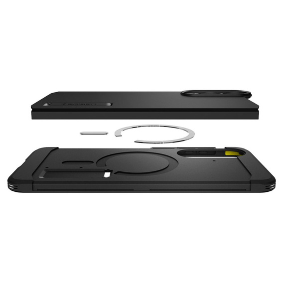 Pouzdro Spigen pro Samsung Galaxy S25 Edge, Tough Armor Mag MagSafe, černé + 9H tvrzené sklo