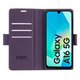 Pouzdro pro Samsung Galaxy A16, ERBORD Glossy Litchi, flipová peněženka, fialové