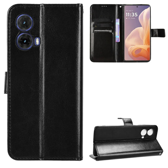 Klopové pouzdro pro Motorola Moto G85, Crazy Horse Wallet, černé